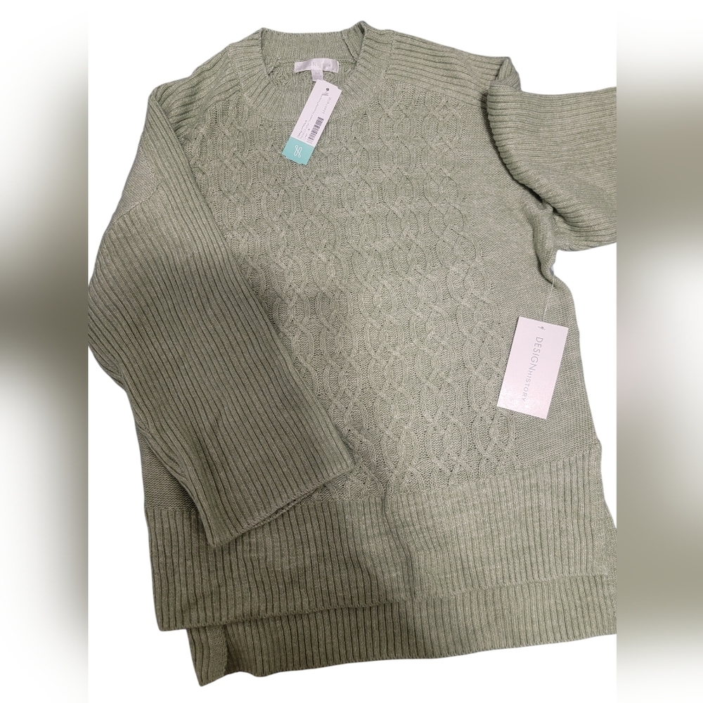 DESING HISTORY ORGINAL- Becks Quarter Sleeve Pointelle Sweater